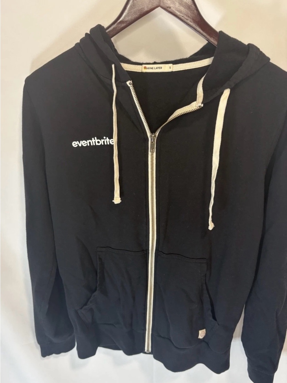 Marine Layer Men's Zip Up Drawstring Hoodie S/M Lightweight Embroidered